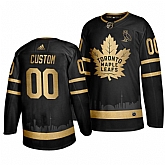 Maple Leafs Cusotmized Black With Special Glittery Logo Adidas Jersey